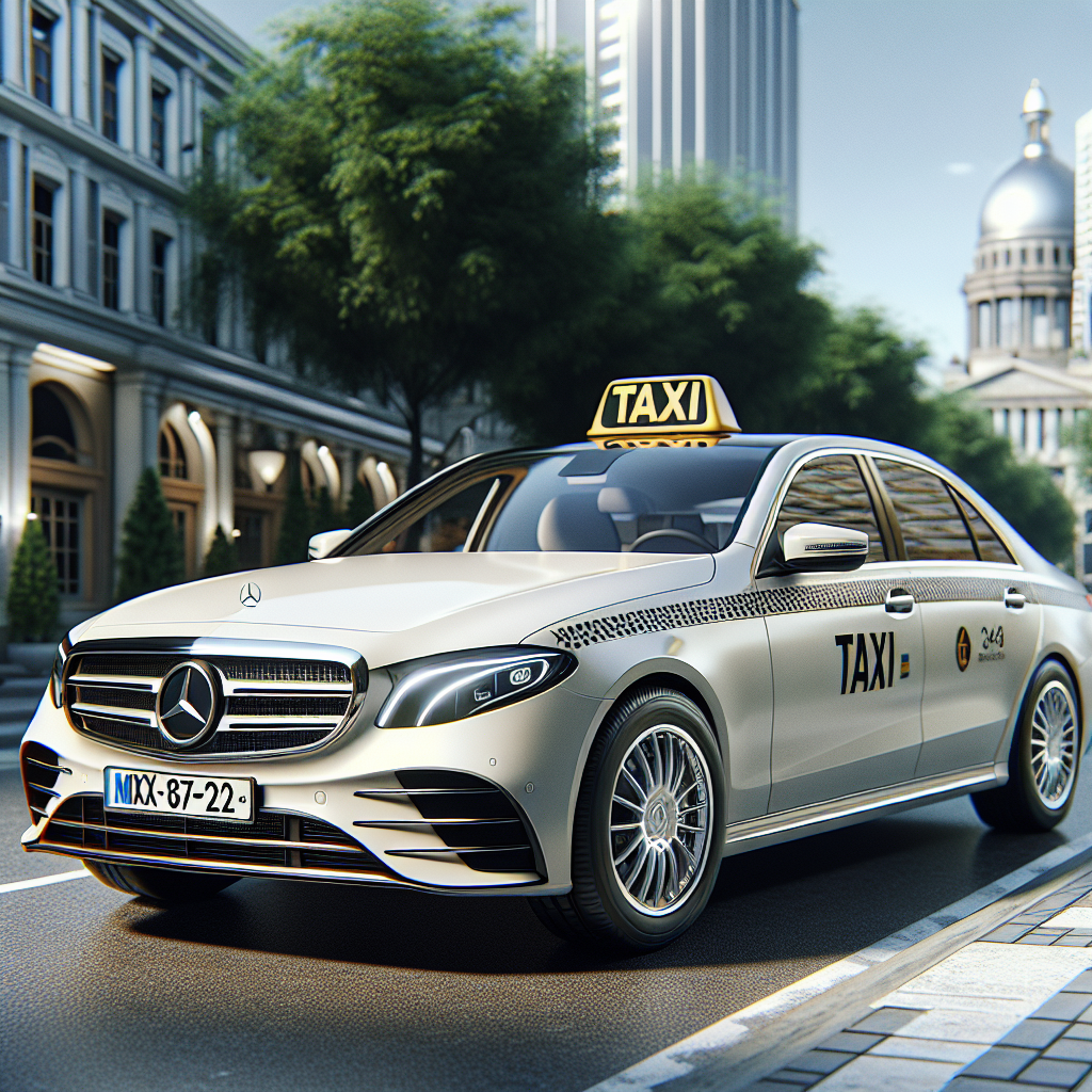 Realistic stock image of a taxi Mercedes CLASE E.